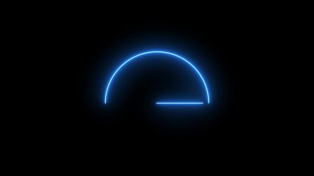 Digital symbols at the speedometer. Car mileage, measuring kilometers. Circle speed control. Glowing neon Abstract digital speed meter or indicator.
