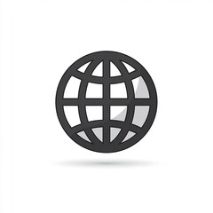 Minimal Globe Icon with Longitude and Latitude