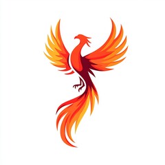 Fototapeta premium phoenix rising from flames on white background