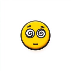 Dizzy emoji with spiral eyes on white background