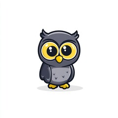 Fototapeta premium Cute cartoon owl with big eyes