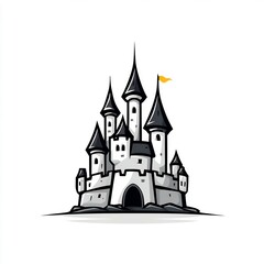 Obraz premium minimalist castle with tall towers