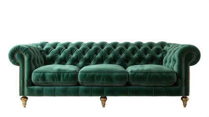 Regal green couch isolated on transparent background