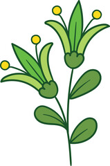Green flower with yellow buds illustration