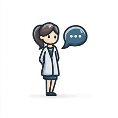 speech bubble with female doctor icon