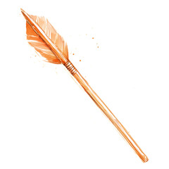 Artistic Arrow with Fluid Brushwork in Soft Apricot Isolated on Transparent Background