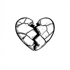 Cracked broken heart cartoon design