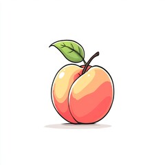 Juicy peach with leaf outline