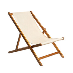 Sleek and Lightweight Wooden Beach Chair That Folds Isolated on Transparent Background