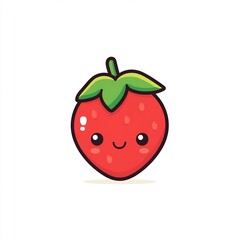 Cute Cartoon Strawberry with Happy Face