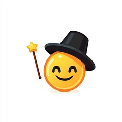 Magic emoji with wizard hat and wand