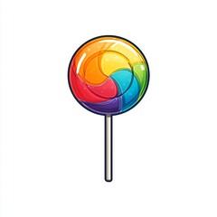 rainbow lollipop candy for party on white background