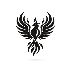 Minimalist Phoenix Rising from Flames