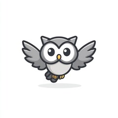Cartoon Flying Owl with Big Eyes 