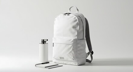 Backpack with Travel Gear Mockup