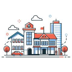 Concept Illustration for a Modern and Environmentally Friendly Building