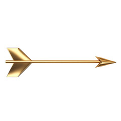 Modern Gold Arrow with a Metallic Shine Isolated on Transparent Background