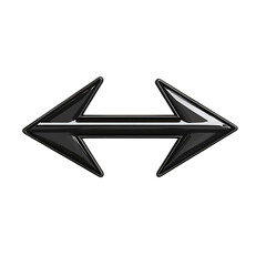 Abstract Arrow with Layered Motifs in Glossy Black Isolated on Transparent Background