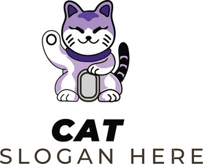 Lavender Waving Cat Clipart — Cute Fortune Charm