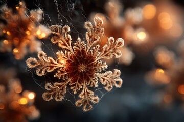 Christmas soft bokeh light pattern golden snowflake shapes festive abstract background