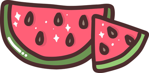Kawaii Watermelon Slice Illustration