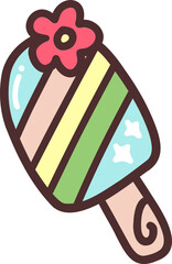 Colorful Popsicle with Flower Summer Illustration