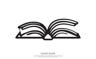 Minimalist Icon Of An Open Book Showing Text Lines, on Transparent Background