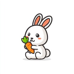 Fototapeta premium cute bunny eating carrot cartoon 