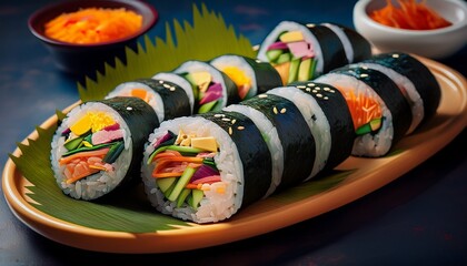 Gimbap (Südkorea)
Seetangrollen mit Reis, Gemüse, Ei oder Fleisch – Koreas Antwort auf Sushi, perfekt für unterwegs.