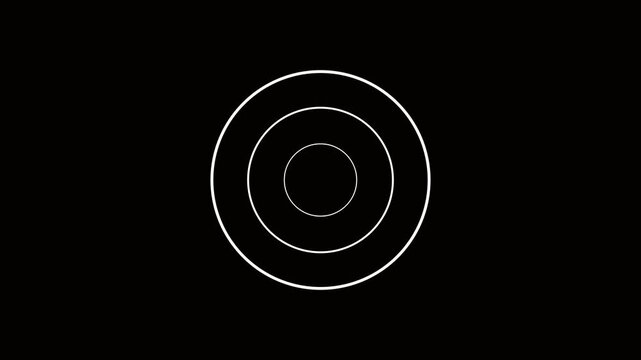 Radio waves animation on black background and seamless looping circle. Radio wave signal animation.