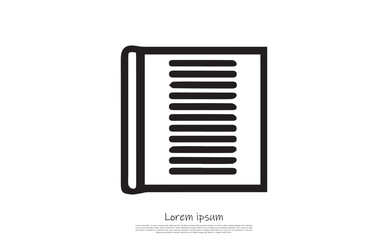 Book Icon with Horizontal Lines on Transparent Background
