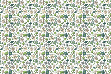Floral seamless pattern vector design with green leaf accents offers a vintage decorative textile texture.