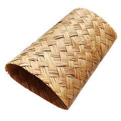 Minimalist Woven Straw Beach Mat with a Sleek Design Isolated on Transparent Background