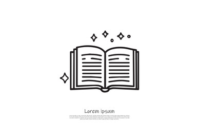 Open Book Magic Sparkle on Transparent Background, Learning Icon Design