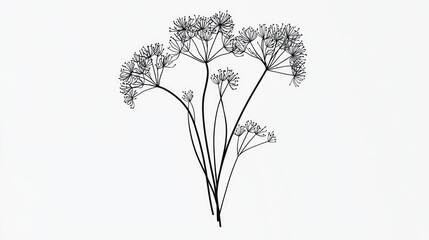 Line art floral bouquet, white background, design element (1)