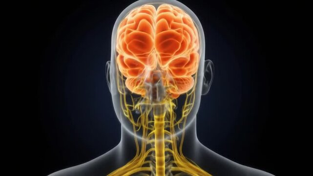 Human nervous system anatomy illustration brain spinal cord nerves study