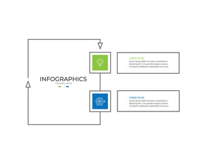 Vector Infographic label design template with icons and 2 options or steps.