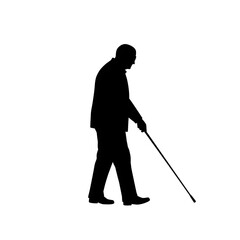 Silhouette of an Elderly Man Walking with a Cane A Powerful Image Representing Aging, Independence, and Resilience