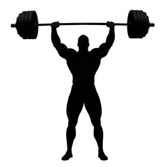 Naklejka premium Powerful Silhouette of a Weightlifter Strength, Fitness, and Bodybuilding Concept