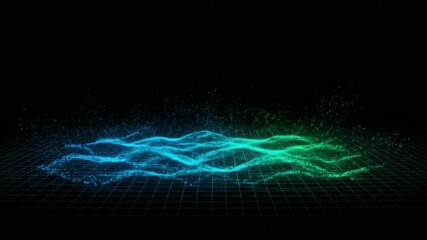 Abstract blue green wave animation background for technology and science