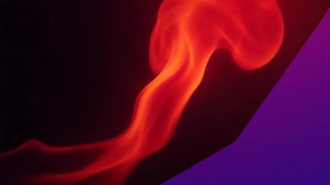 Red and purple background. Design. A bright fire on a black background oscillates and stretches upward in abstraction.
