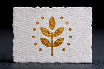 Elegant Gold Leaf Plant Design on Textured Paper