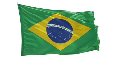 Vibrant Brazilian flag waving against a clear blue sky, symbolizing national pride and cultural identity (1)