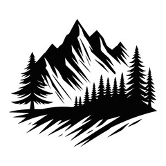 Fototapeta premium Majestic Mountain Silhouette with Forest Landscape