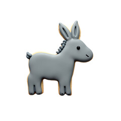 Delightful Donkey Cookie, A freshly baked treat, shaped like a charming donkey and adorned with colorful frosting, a sweet confectionery art