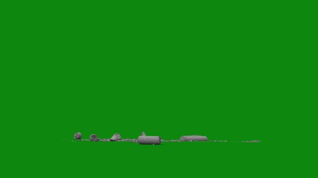 This falling debris animation is ideal for green screen use, adding a dynamic and realistic touch to destruction scenes, explosions, or collapsing structures. Featuring crumbling rubble