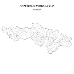 Vector Map of Požega-Slavonia County (Požeško-Slavonska Županija) with Settlements (Naselja), and Cities, Towns (Gradovi), and Municipalities (Općine) - Croatia 2025