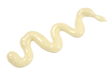 Creamy White Sauce Drizzle Swirl Isolated on Black Background Food Photography