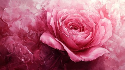 Elegant rose bloom with textured petals and painterly soft abstract background