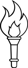 fire torch outline vector and illustration, coloring book page